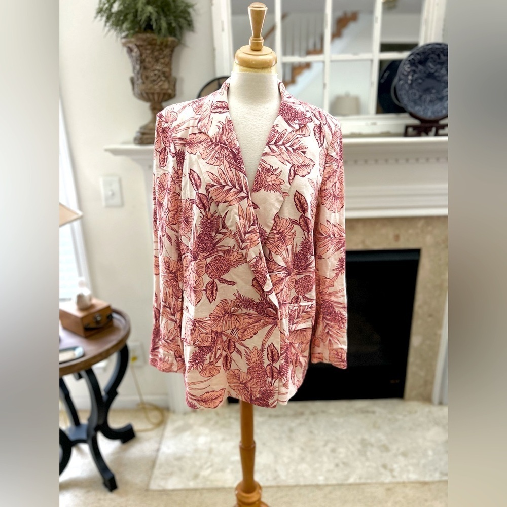 NWT Ella Peach Blush Linen Oversized Blazer